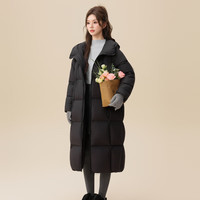 雪中飞【高智泡芙】2025冬女士长款羽绒服六格加厚柔软舒适 黑色|8056 S /155/80A
