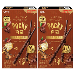格力高 百奇五红五黑巧克力味饼干37g*2盒装涂层饼干零食