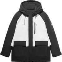 GXG男装【三防/拒水绒】户外撞色羽绒服男连帽通勤外套24冬季 黑白色 175/L