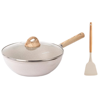 卡罗特不粘锅炒锅家用麦饭石炒菜锅平底锅不沾锅电磁炉燃气灶 28cm套装 炒锅-带盖+硅胶铲 28cm