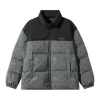 2024冬季GXG复古满印拼接加厚休闲保暖立领羽绒服男外套
