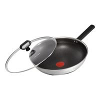 卡特马克炒锅不粘锅家用蜂窝锅不锈钢锅平底煎煮炒菜锅厨具电磁炉燃气 32cm北欧钛双面蜂窝炒锅 32cm