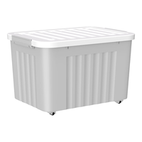 空间专家 SPACEXPERT带轮塑料收纳箱特大号储物箱书箱儿童玩具整理搬家打包周转箱 灰色 【实测盛水容积60L】三只装