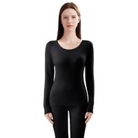 都市丽人保暖内衣女无痕发热羊绒蚕丝打底秋衣秋裤套装冬季 简约黑 L