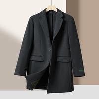 七匹狼 秋季外套男士纯色中长款毛呢大衣舒适易打理男