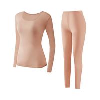 氧心（YANGXIN）保暖套装男女修身高弹贴身保暖衣秋冬打底秋衣秋裤2024 豆沙【女款】 L