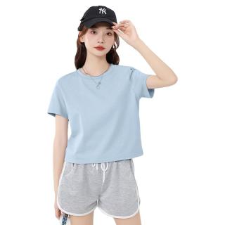 MJ STYLE纯棉短袖T恤女2025年夏季短款正肩显瘦休闲百搭小个子半袖上衣