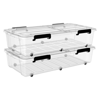 空间专家 SPACEXPERT  衣物收纳箱床底储物箱47L透明 2个装 带轮 52L高透床底箱【两只装】