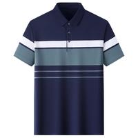 爸爸夏装短袖t恤丝光棉中老年男装中年男士POLO衫夏季上衣服