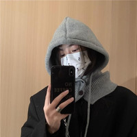 QITA Balaclava 情侣款保暖帽围脖一体护耳针织帽 10192914283269