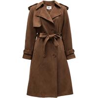 ONLY秋季复古绑带柔软宽松翻领长款风衣外套女|124436002 E08 棕榈树棕色 M (165) 84A