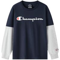 Champion【品牌】春季儿童棉感T恤长袖假两件美式复古休闲百搭经典款