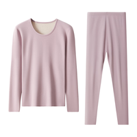 宜而爽【防螨消臭】秋冬山羊绒蚕丝保暖内衣套装5A抑菌女士加绒秋衣秋裤 浅紫 165/L