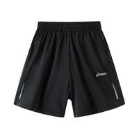亚瑟士(asics)童装2025年夏季运动吸湿速干针织短裤3M印花设计332251102323 9000黑色 170