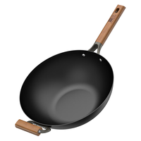 中康铁锅炒锅炒菜锅无涂层已开锅精铁轻便家用防锈电磁炉燃气灶通用锅 34cm套装-5件套(超值特惠) 34cm