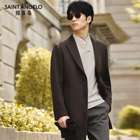 报喜鸟大衣男装【柴斯特100%羊毛】秋冬款男士毛呢大衣商务休闲中长外套 摩卡慕斯 S -44(165/88)