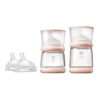 babycarebabycare婴儿防胀气宽口径玻璃0-12月奶瓶奶嘴套装160ml&240ml 芘克粉-160ml& 240ml 0-12个月