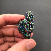 天然水晶宝石石头奇石矿石标本原石摆件地质教学科普摆件 七彩矿一块(3-4cm)