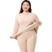 【胖MM保暖 含羊绒蚕丝】秋衣秋裤套装女大码女保暖内衣女套装