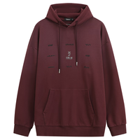 卡宾男装英文印花连帽卫衣24秋冬上衣宽松3244164038 酒红色74 3XL /190/56
