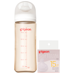 贝亲 PPSU宽口径防胀气婴儿奶瓶 330ml 自带LL+3L奶嘴