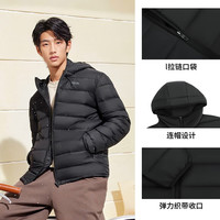 361° 羽绒服男秋冬季轻薄款外套短款保暖连帽运动内胆652544302D-4 超级黑 L