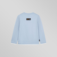 暇步士（Hush Puppies）童装儿童男女童2025秋季舒适百搭卡通印花经典长袖圆领衫 冰川蓝 105 cm