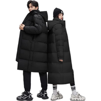 鸭鸭羽绒服鸭鸭(YAYA)羽绒服男女同款长款过膝2024冬季加长加厚抗寒保暖外套 黑色-男 XL(145-165斤)