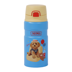 THERMOS 膳魔师 萌宠系列猫猫狗狗儿童保温杯吸管杯咖啡杯便携水杯 糖果蓝-露营保温杯 500ml 杯袋