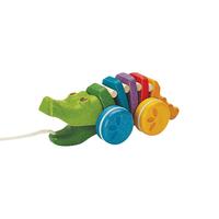 鳄鱼系列宝宝学步拖拉鳄鱼plantoys木质儿童手拉拉车拉线拉绳牵引玩具原木鳄鱼系列 【5105】经典拖拉鳄鱼