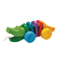 plantoys鳄鱼儿童玩具宝宝拖拉学步木质拉绳牵引牵绳爬行宝宝