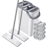 拖把大号免手洗平板带桶家用一拖净墩拖布懒人拖地套装2拖8布 38cm2拖8布⭐带排水孔⭐不锈钢杆