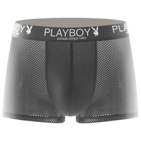 PLAYBOY 花花公子 男士平角内裤套装 D2435 4条装(黑色+咖啡+花灰+宝蓝) XL