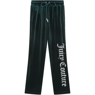橘滋【JUICY COUTURE】绿色森林重工logo烫钻丝绒女式休闲裤