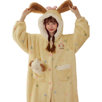 果壳（Gukoo）睡衣女冬季多款可爱女家居服保暖连帽卡通睡袍 奶黄 M