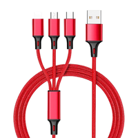 ZiTai/孜泰 三合一充电 数据线 Type-C, Lightning, Micro USB 尼龙织 红色 USB-A 3A