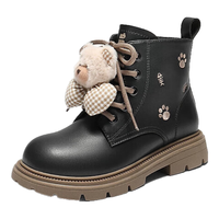 百丽趣味印花马丁靴童鞋2025冬挂饰短靴L2008D95 黑色 32