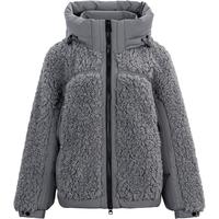 初语莫瑞系羽绒服女2025冬季90绒连帽保暖拼接毛绒夹克外套 灰色 M