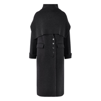 秋水伊人时尚毛织围脖双面呢大衣2025年冬季新款正肩直筒毛呢外套 深灰