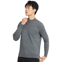 霞湖世家【可机洗加厚针织衫】三明治空气层毛衣男女含羊毛的针织衫065 浅中灰 2XL （166-180斤）