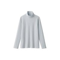 無印良品 MUJI(無印良品 )女式 起毛罗纹织高领长袖T恤 打底衫女款内搭秋季24年秋 浅灰色条纹 M (160/84A)