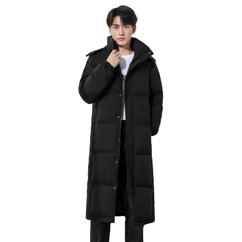 BOBBY BIZZ2024秋冬高端95%白鹅绒羽绒服男女大码长款过膝加厚保暖中戏 黑色（男女同款） M 125斤左右（342g）