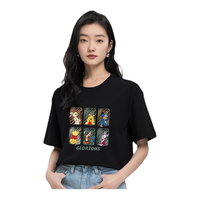 拉夏贝尔 La Chapelle 2023夏季新款宽松圆领纯棉T恤衫女卡通休闲印花短袖上衣