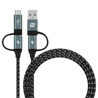 momax 摩米士 DC12 Type-C/USB-A转Type-C/Micro-B 60W 数据线 尼龙编织 1.2m 深空灰