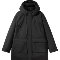 GXG男装 工装中长款羽绒服男户外羽绒外套通勤24冬季 黑色 175/L