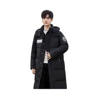 雅鹿羽绒服款过膝长款加厚男女同款保暖防寒服外套款 黑色 L