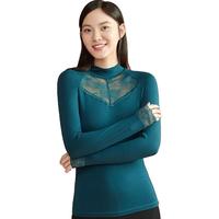 欧迪芬(Ordifen)打底上衣女德绒保暖内衣蓄热莫代尔精致蕾丝秋衣长袖 森林绿 XW1511 M
