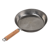 章丘铁锅 Zhangqiu iron Wok手工小平底辅食锅煎锅烤肉锅煎蛋锅无涂层物理不粘锅炒锅平底锅 烤蓝木把 20cm