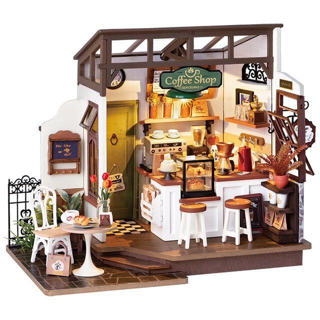若态 若来diy小屋NO.17咖啡店儿童积木玩具立体拼图