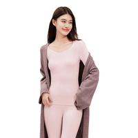 都市丽人秋季保暖内衣女士无痕羊毛蚕丝打底衫秋衣秋裤冬季套装秋 珊瑚粉 L